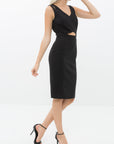 Set Impression Keyhole Front Midi Women's Dress In Black