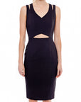 Set Impression Keyhole Front Midi Women's Dress In Black