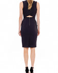 Set Impression Keyhole Front Midi Women's Dress In Black