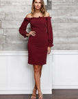 Off Shoulder Bodycon Women's Dress In Red