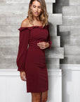 Off Shoulder Bodycon Women's Dress In Red