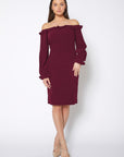 Off Shoulder Bodycon Women's Dress In Red