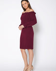 Off Shoulder Bodycon Women's Dress In Red