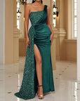 High End Fish Tail Banquet Temperament  Single Shoulder Dress