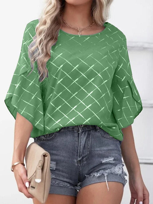 Half Sleeve Round Neck Oversized Printed Tops