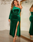 Plus Size One-Shoulder Twisted Split Dress