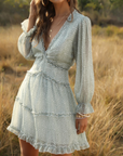 Flowy V-Neck Chiffon Ruffle Dress