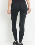 High waist Moto Ribbed Full Leggings with Mesh