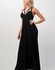 Strappy V-Neck Maxi Women's Dress with Flowy Silhouette