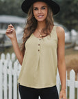 Button Textured Cotton Women's Top