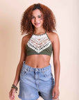 Crochet Lace High Neck Bralette Tops