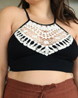 Crochet Lace High Neck Bralette Tops