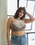 Crochet Lace High Neck Bralette Tops