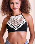 Crochet Lace High Neck Bralette Tops