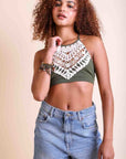 Crochet Lace High Neck Bralette Tops