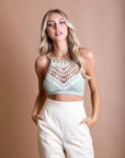 Crochet Lace High Neck Bralette Tops