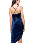 Velvet Spaghetti Strap V-Neck Midi dress