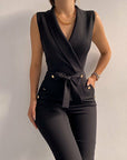 Lace-Up Sleeveless Wide Leg Pants Bodysuits Streetwear