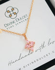 24 Karats Pink Cubic Zirconia Dainty Pendant Necklace