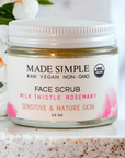 Certified Organic Vegan Milk Thistle Rosemary Face Scrub Cleanser