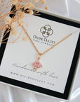 24 Karats Pink Cubic Zirconia Dainty Pendant Necklace