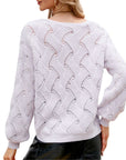 Women"s Tops-  V-Neck Open Knit Sweater