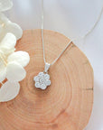 925 Silver Flower CZ Pendant Necklace