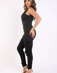 Track Zipper Pants Jumpsuit Ruffle  Bodycon