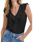 Loose V-neck Chiffon Tank Top