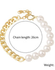 Womens Pearl Beaded Bracelet with Half Chain