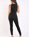 Track Zipper Pants Jumpsuit Ruffle  Bodycon