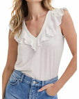 Loose V-neck Chiffon Tank Top