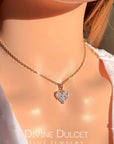 24 Karats CZ Heart Pendant Necklace