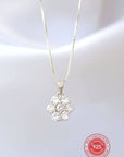 925 Silver Flower CZ Pendant Necklace