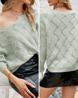 Women"s Tops-  V-Neck Open Knit Sweater