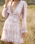 Flowy V-Neck Chiffon Ruffle Dress