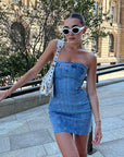 Sexy Blue Denim Sheath Mini Dress