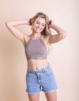 High Neck Crochet Trim Bralette Tops For Women