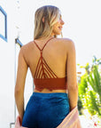 High Neck Crochet Trim Bralette Tops For Women