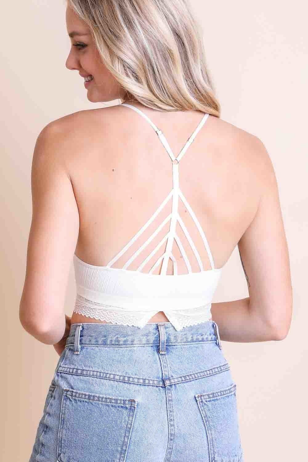 High Neck Crochet Trim Bralette Tops For Women