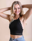 High Neck Crochet Trim Bralette Tops For Women