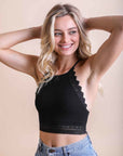 High Neck Crochet Trim Bralette Tops For Women