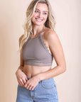 High Neck Crochet Trim Bralette Tops For Women