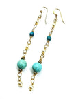 Long 14 K Gold Filled Turquoise Pearl Earrings