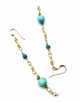 Long 14 K Gold Filled Turquoise Pearl Earrings