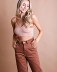 Rib Knit Lounge Brami Tops For Women